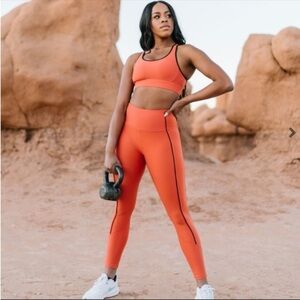 ZYIA- Burnt Orange High Rise Ribbed Premium 7/8 Leggings- 4